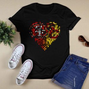 Ttr 005 Heart Mosaic San Francisco 49Ers And Usc Trojans Logos T-Shirt