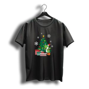 Turtle Christmas Tree With Santa Hat Dinosaur And Holiday Gifts T-Shirt
