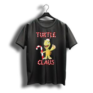 Turtle Claus Christmas Tortoise With Santa Hat And Candy Cane T-Shirt