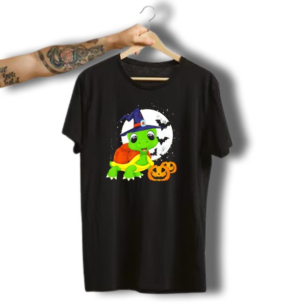Turtle Witch Halloween Pumpkin Moon And Bats T Shirt t shirt 1