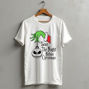Twas The Night Before Christmas Grinch Hand Jack Skellington T-Shirt