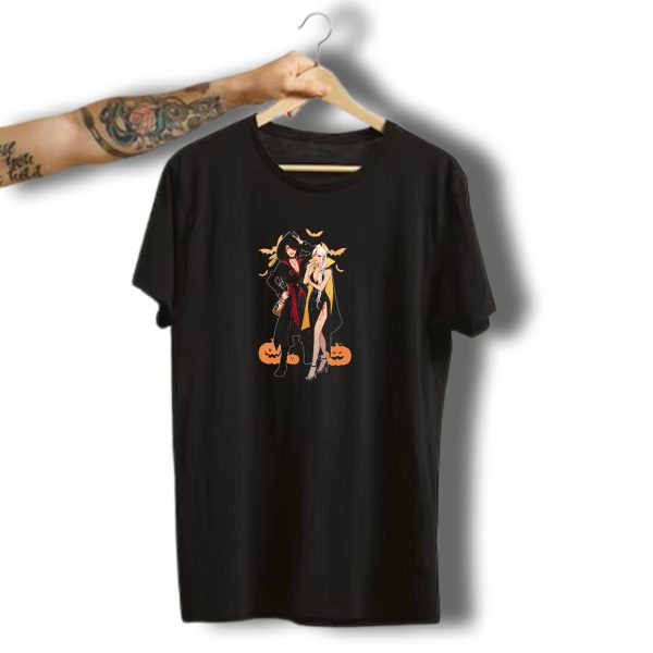 Twee Teez Halloween Couple With Pumpkins And Bats T Shirt t shirt 1