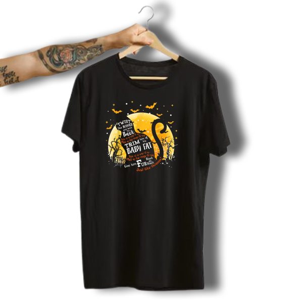 Twist The Bones And Bend The Back Cat Trim Baby Fat Halloween Moon Bats T Shirt t shirt 1