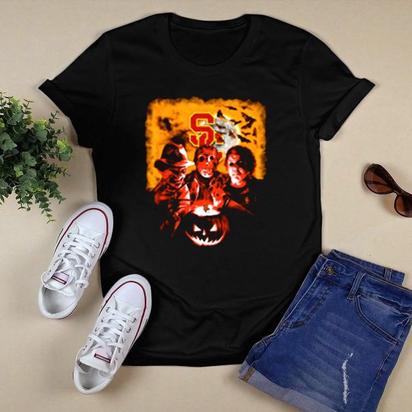USC Trojans Halloween Freddy Krueger Jason Voorhees Michael Myers Horror Movies T Shirt 1 1