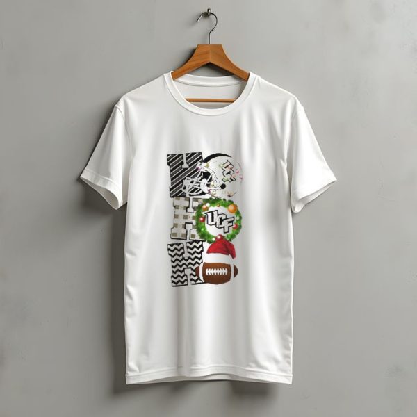 Ucf Knights Football Christmas Helmet Wreath Santa Ho Ho Ho Game Day T Shirt t shirt 1