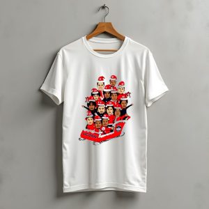 Uconn Huskies Christmas Cartoon Sled Team Santa Hats T-Shirt