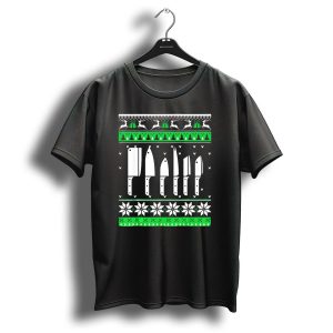 Ugly Christmas Chef Knife Funny Coo Snowflakes Reindeer Gifts T-Shirt