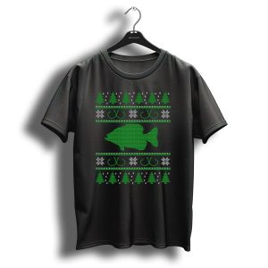 Ugly Christmas Crappie Fisherman Green Tree T Shirt 1