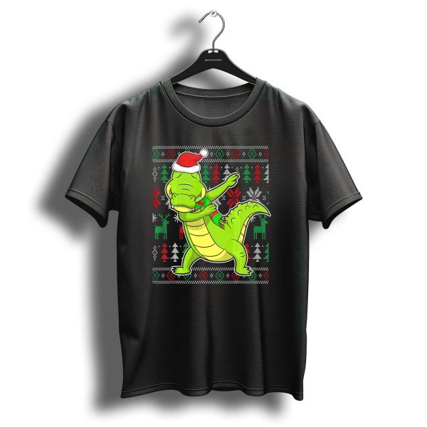 Ugly Christmas Dabbing Alligator Santa Hat Festive T Shirt 1 t shirt 1