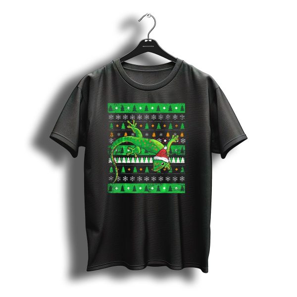 Ugly Christmas Lizard With Santa Hat And Holiday T Shirt t shirt 1