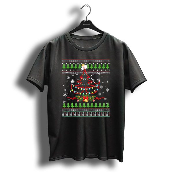 Ugly Christmas Nurse Stethoscope Tree Snowflakes T Shirt 1 t shirt 1