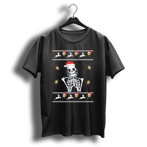 Ugly Christmas Skull Skeleton Santa Hat Skeleton Reindeer Skulls T Shirt 1 t shirt 1