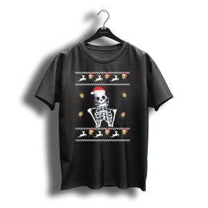 Ugly Christmas Skull Skeleton Santa Hat Skeleton Reindeer Skulls T-Shirt