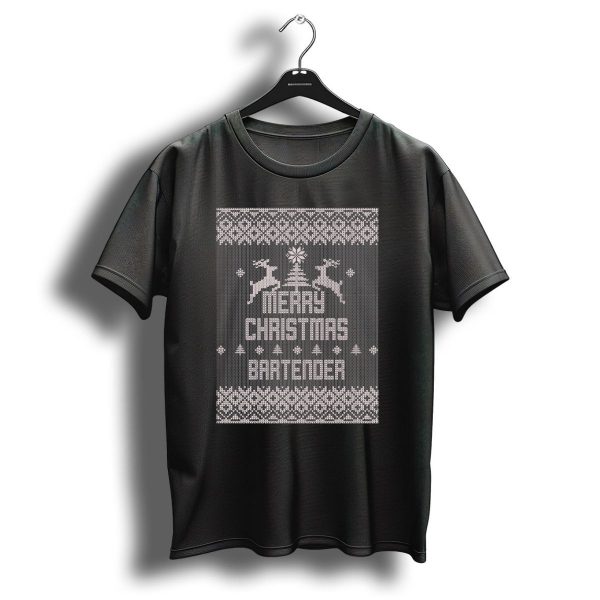 Ugly Christmas Sweater Merry Christmas Bartender Reindeer T Shirt 1 t shirt 1