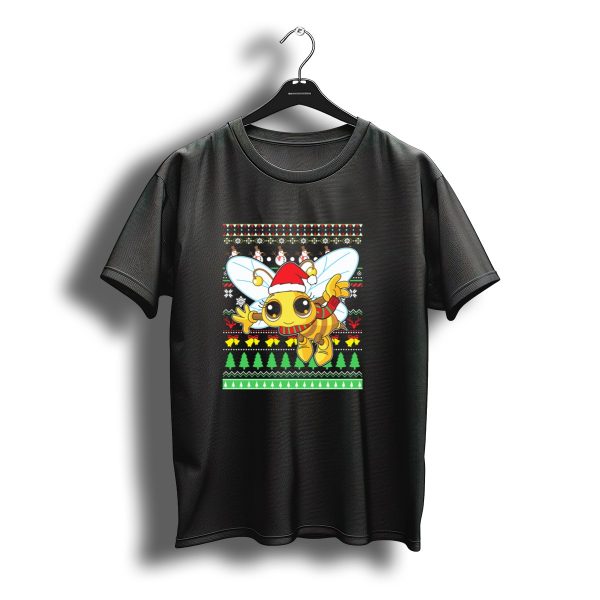Uglybee Santa Claus Lovely Christmas Sweater Pattern With Cartoon Bee T Shirt t shirt 1