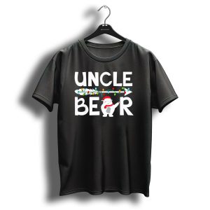 Uncle Bear Christmas Polar Bear With Holiday Lights And Santa Hat T Shirt