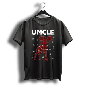 Uncle Red Plaid Moose With Snowflakes And Christmas Lights T Shirt