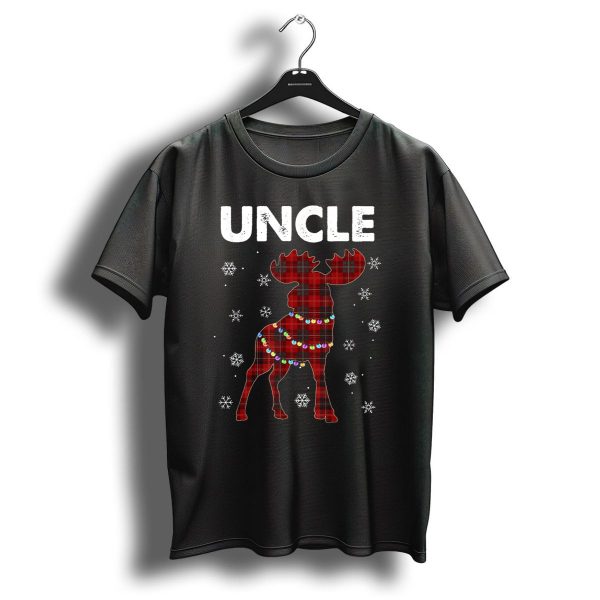 Uncle Red Plaid Moose With Snowflakes And Christmas Lights T Shirt 1 t shirt 1