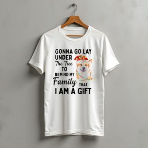 Under The Tree To Remind My Family That I Am A Gift Corgi Christmas Lights Santa Hat T-Shirt