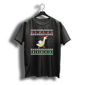 Unicorn Goose Reindeer Hearts Santa Hat Ugly Christmas T-Shirt