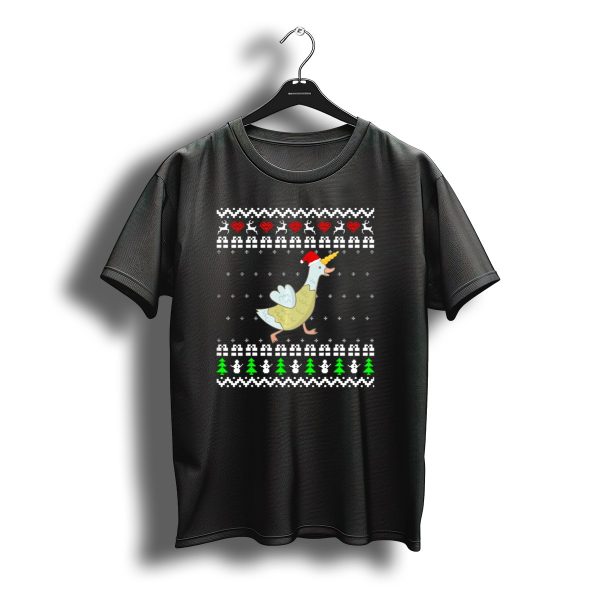 Unicorn Goose Reindeer Hearts Santa Hat Ugly Christmas T Shirt t shirt 1