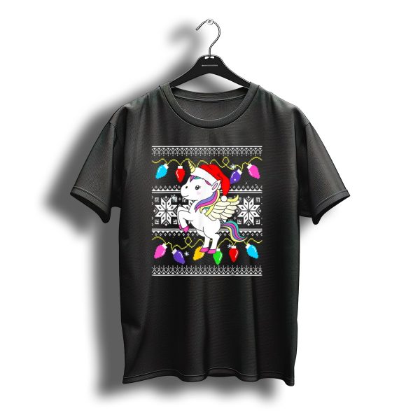 Unicorn Santa Claus Christmas Lights T Shirt t shirt 1