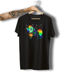 Unicorn Skeleton Rainbow Halloween Candy Stars Glow T-Shirt