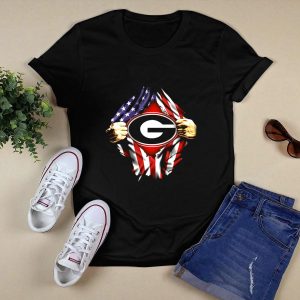 United States Flag Georgia Bulldogs Logo Emblem T Shirt