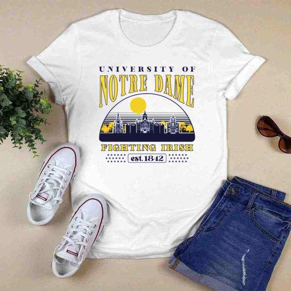 University Of Notre Dame Fighting Irish Est 1842 Classic Skyline T Shirt 0