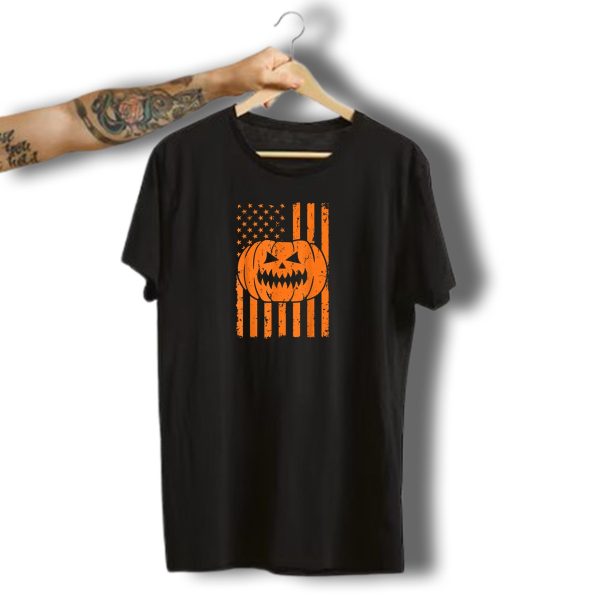 Usa Flag Pumpkin Halloween Patriotism T Shirt t shirt 1