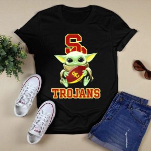 Usc Trojans Baby Yoda Holding Football T-Shirt