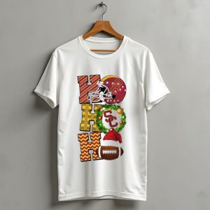 Usc Trojans Football Christmas Ho Ho Ho Sc Festive Helmet Wreath Game Day T Shirt 1