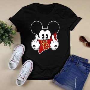 Usc Trojans Mickey Mouse Middle Finger Gesture T-Shirt