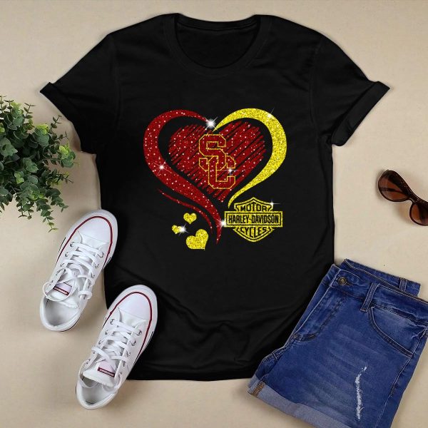 Usc Trojans Sc Heart HD Motor Cycles T Shirt 1 1
