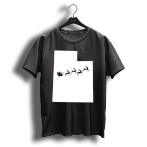Utah Map Santa Sleigh Reindeer Christmas T Shirt