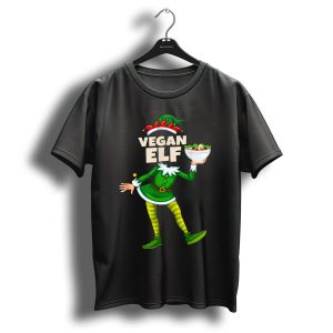 Vegan Elf With Christmas Present Holding Salad Bowl T-Shirt