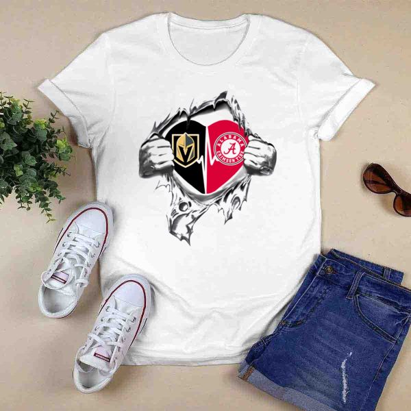 Vegas Golden Knights Alabama Crimson Tide Heartbeat Passion T Shirt Style 1 0