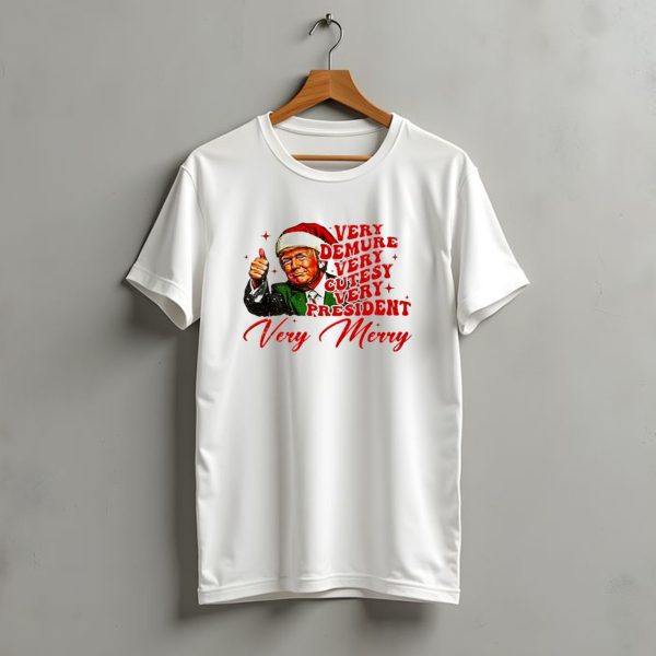 Very Demure Very Cutesy Very President Very Merry Christmas Santa Trump T Shirt t shirt 1