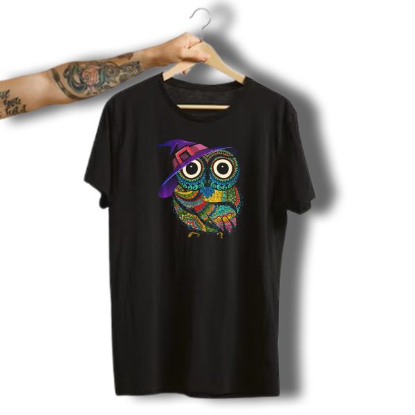 Vibrant Owl In Witch Hat For Halloween Costume Fun T Shirt 1 t shirt 1