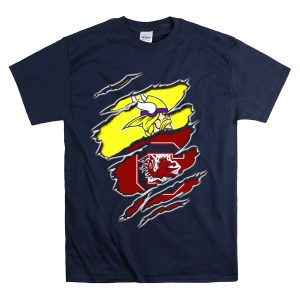 Vikings Gamecocks Logo Fusion Tear T-Shirt