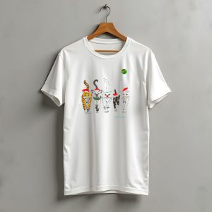 Vintage 90S Florida Christmas Cats Santa Hat Reindeer Antlers T-Shirt