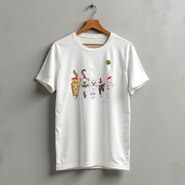 Vintage 90S Florida Christmas Cats Santa Hat Reindeer Antlers T Shirt t shirt 1