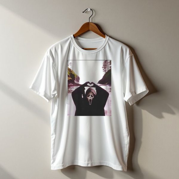 Vintage 90S Ghostface Heart Hands By The River In Halloween Setting T Shirt t shirt 1