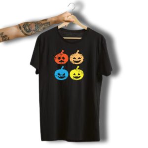 Vintage Colorful Cute Halloween Jack Olantern Pumpkins T-Shirt