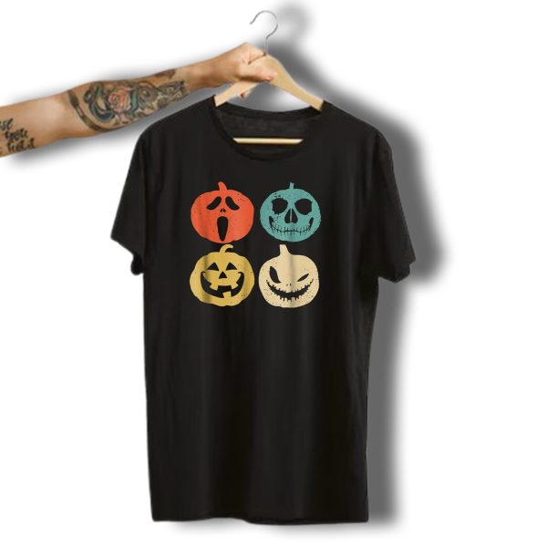 Vintage Pumpkin Halloween Faces T Shirt t shirt 1