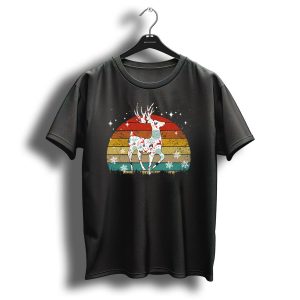 Vintage Retro Reindeer Snowflakes Christmas T-Shirt