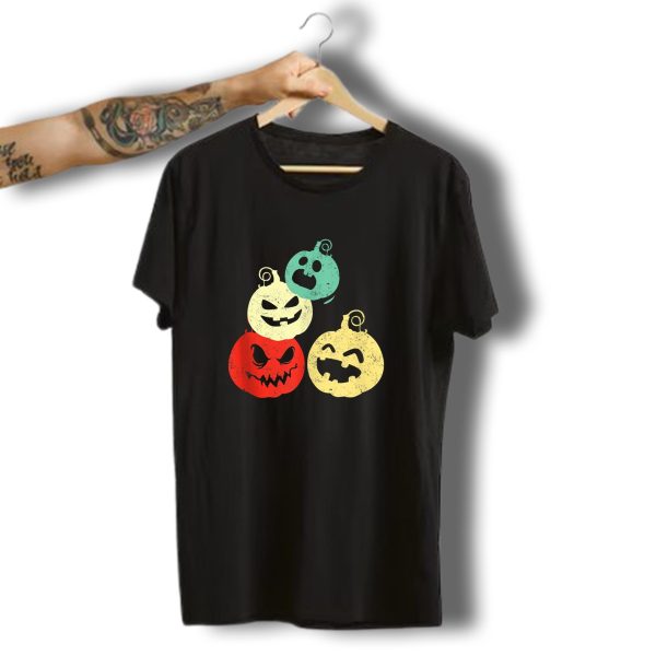 Vintage Style Halloween Pumpkin Faces Retro Grunge Aesthetic T Shirt t shirt 1