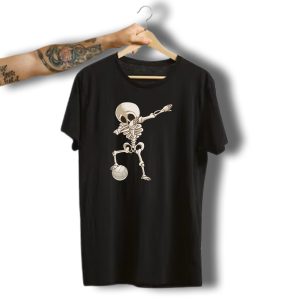 Volleyball Skeleton Dabbing Halloween Sports Fun T-Shirt