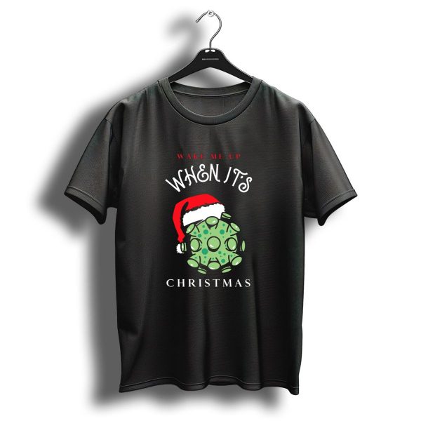 Wake Me Up When Its Christmas Santa Hat Green Virus T Shirt 1 t shirt 1