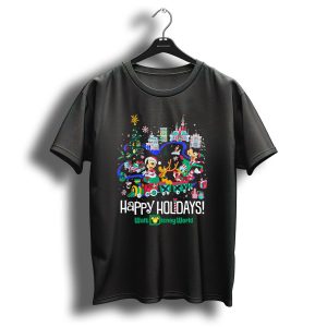 Walt Disney World Happy Holidays Christmas Mickey And Friends Festive Scene T Shirt